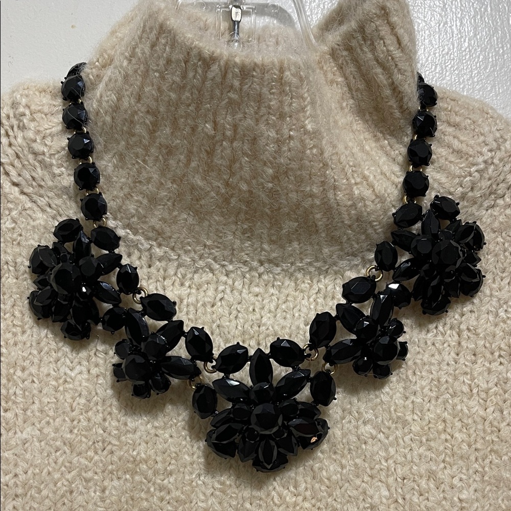 J. Crew Black Floral Necklace 16”